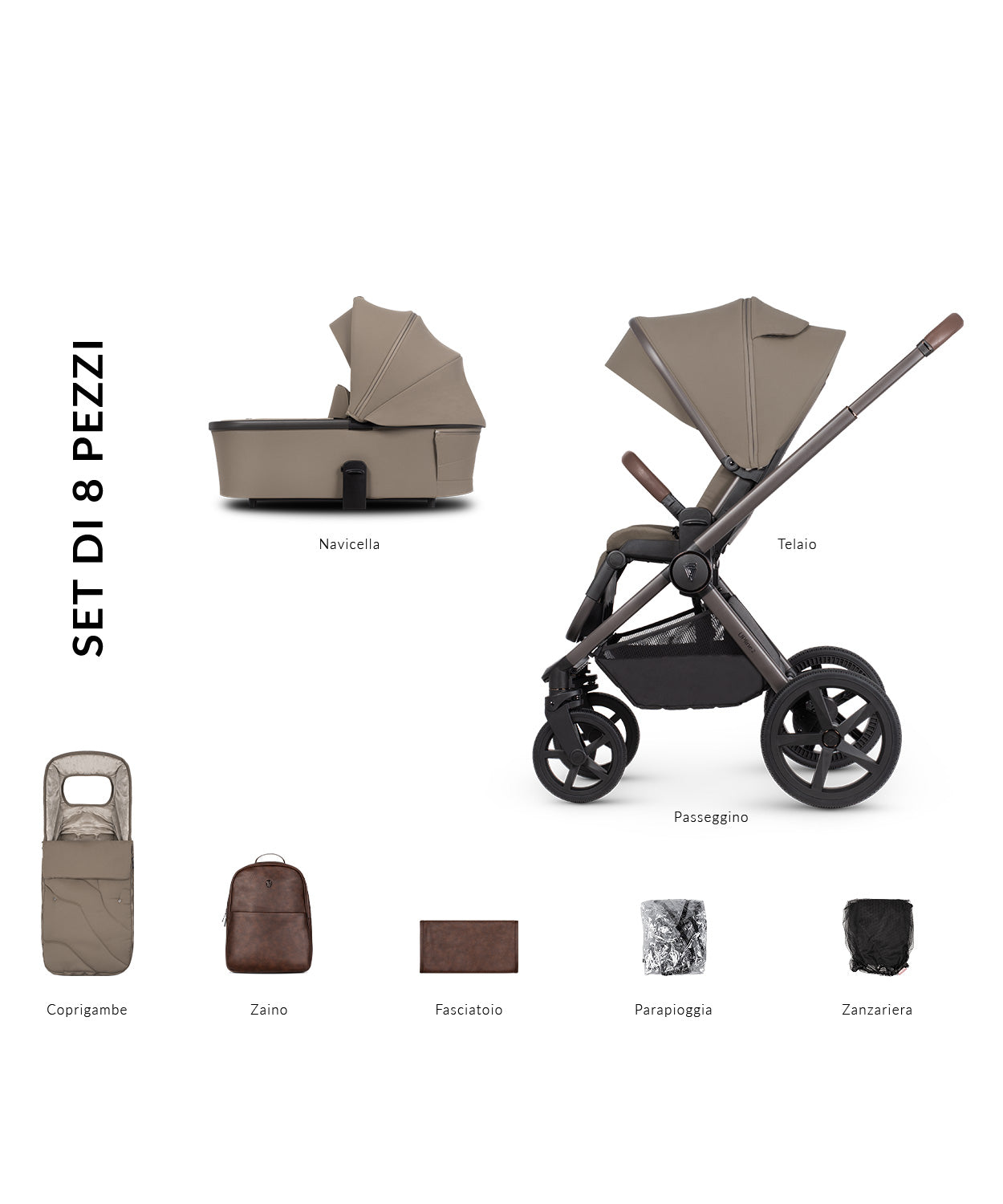 Venicci Upline 2 – Passeggino 2 in 1 con navicella e accessori